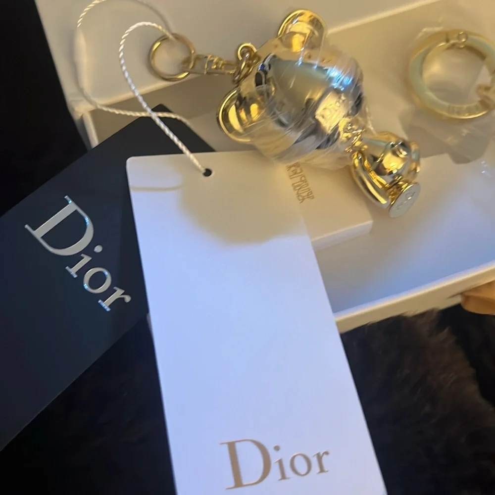Dior Gold/Silver Inlex Bear Charm Rare NIB